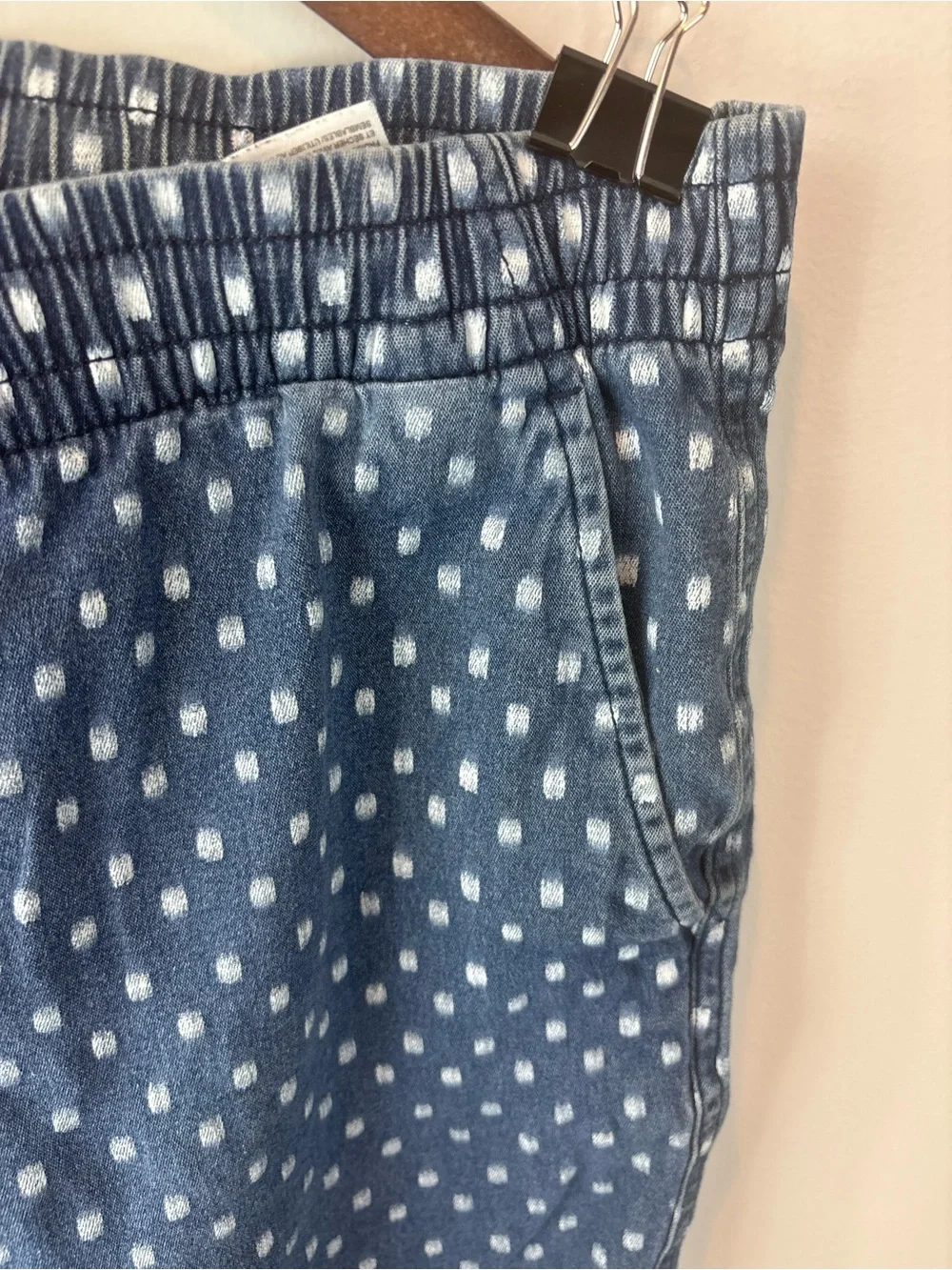 Old Navy Men’s Size S Blue Denim-Style Drawstring Shorts White Dots